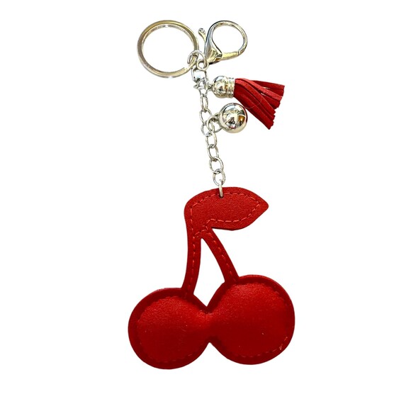 Sparkling Cherry Keychain With Rhinestones And Tassel - Picture 4 of 4